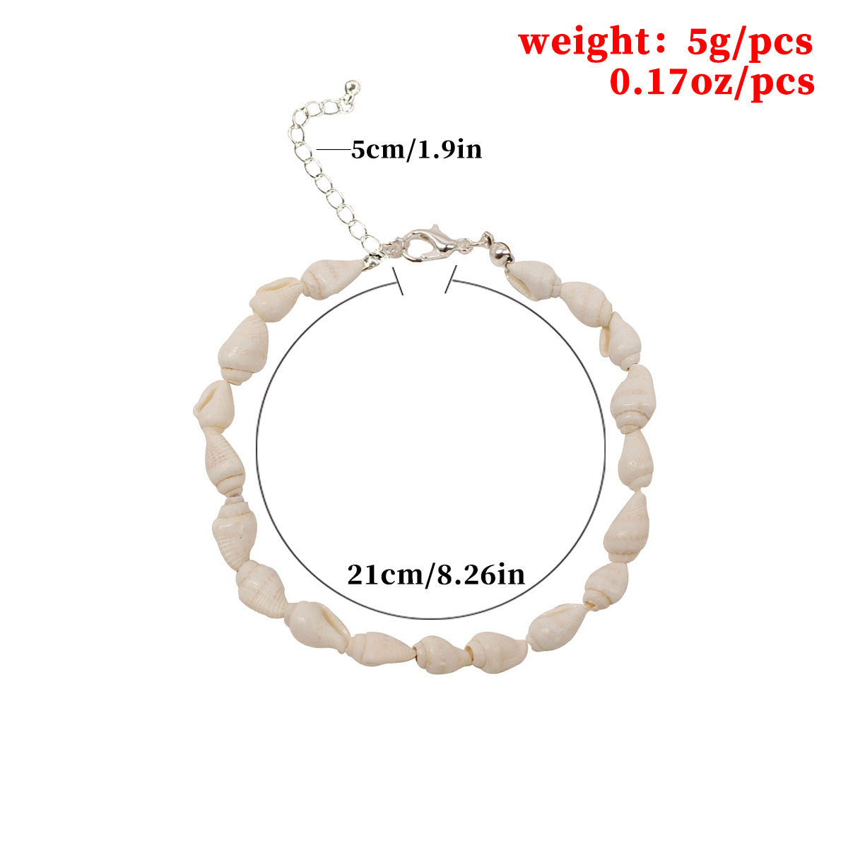 Geometric White Scallop Shell Anklet for Women