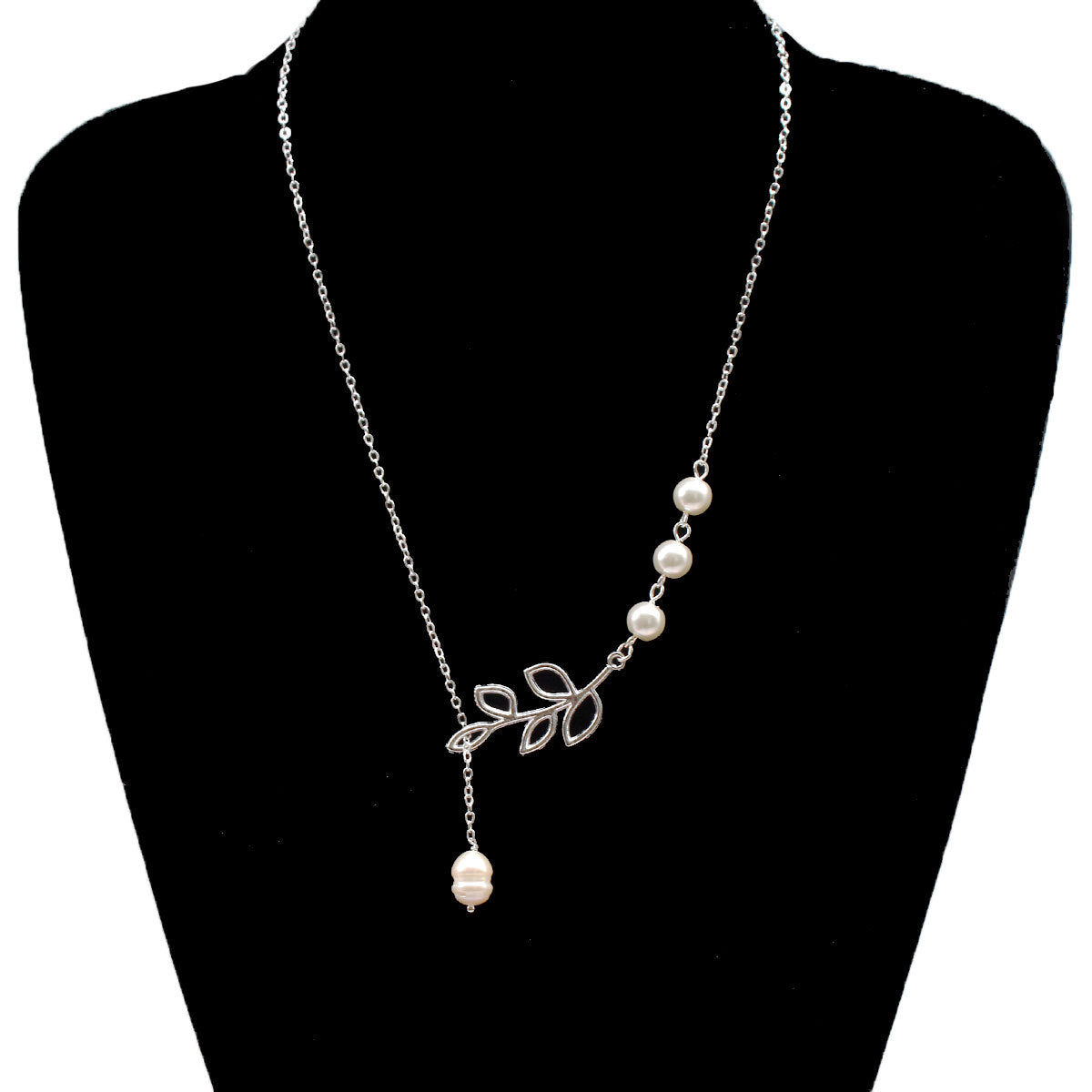 Minimalist Geometric Leaf Necklace for Women Alloy Plated Mother of Pearl Pendant Clavicle Chain