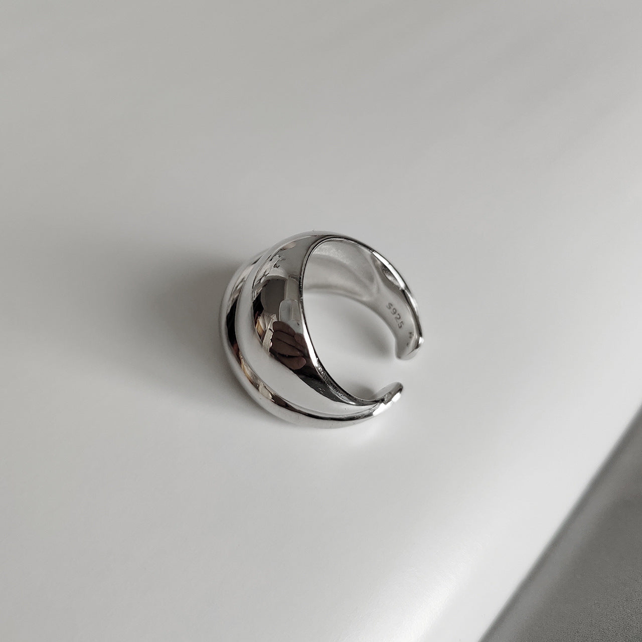 Anello Aperto a Cuore Minimalista in Argento Sterling 925 da Donna