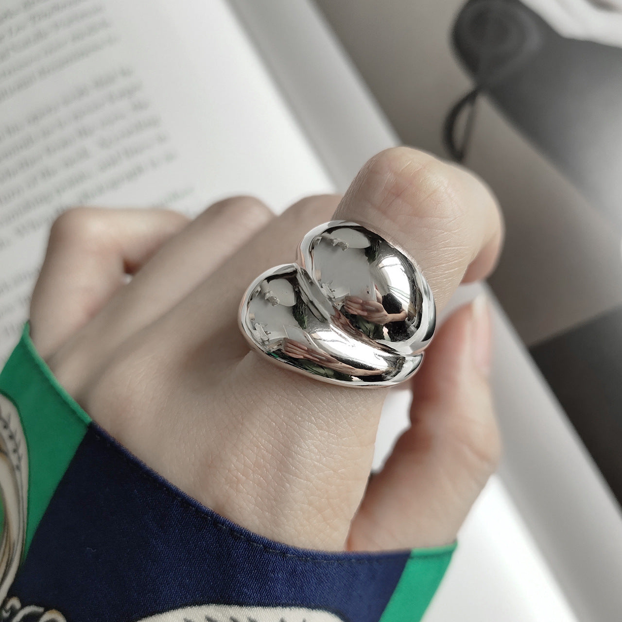 Anello Aperto a Cuore Minimalista in Argento Sterling 925 da Donna