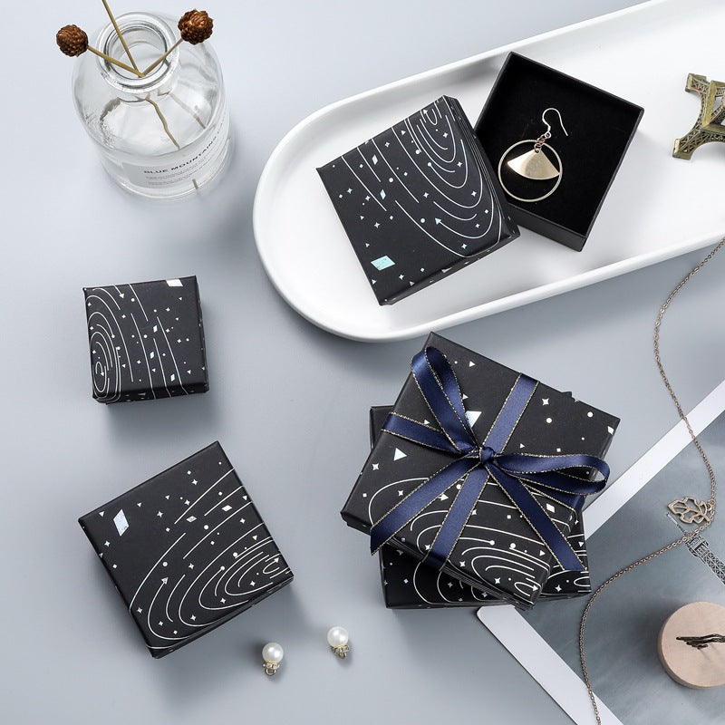 Starry Sky Silver Foil Jewelry Box for Earrings Rings Necklaces Bracelets Paper Gift Box