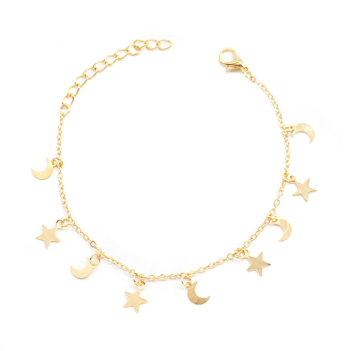 Minimalist Star and Moon Bracelet for Women Alloy Fashion Hand Jewelry