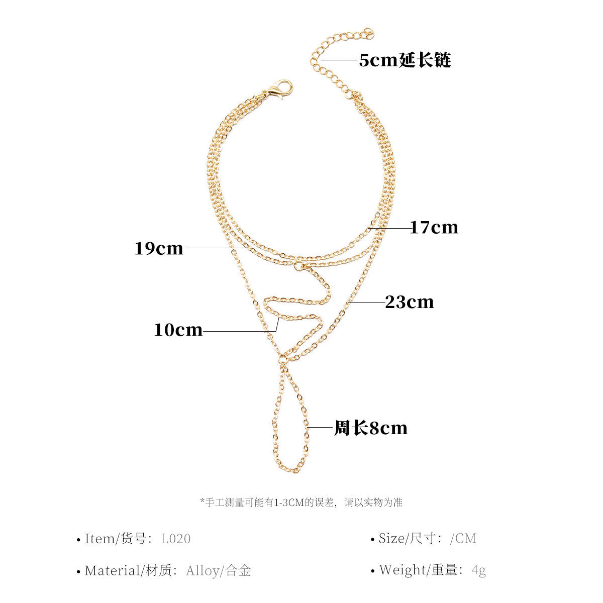 Fashion Women's Interlocking Hand Chain Bracelet Alloy Cross-Finger Wrist Jewelry