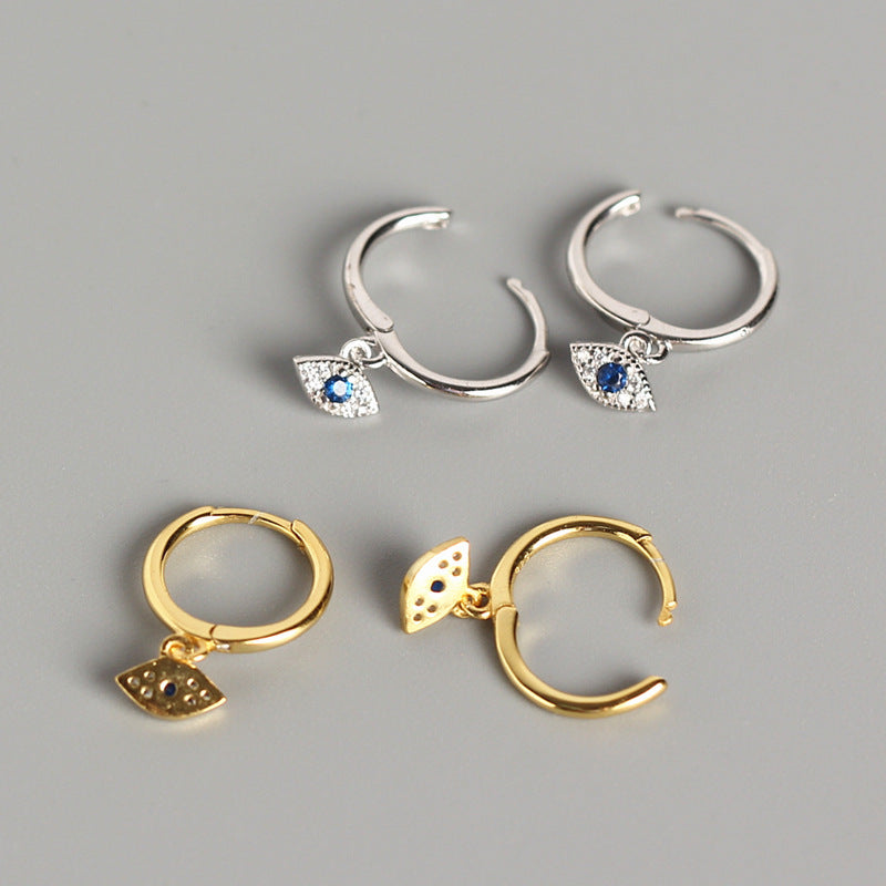 Orecchini Unici da Donna con Occhio e Strass in Argento Sterling 925