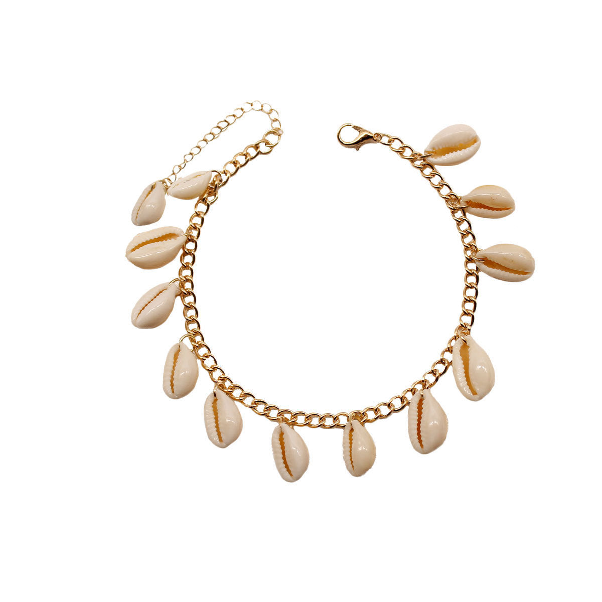 Bohemian Ethnic Geometric Shell Pendant Anklet for Women Handmade Anklet Jewelry