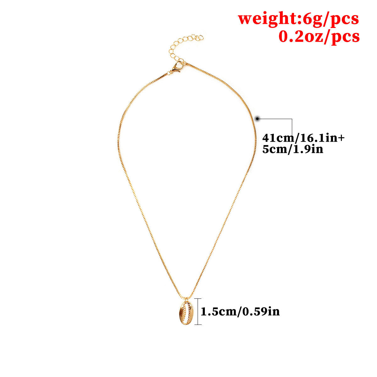 Fashion Minimalist Plated Alloy Shell Necklace Cross Chain Women's Pendant Jewelry