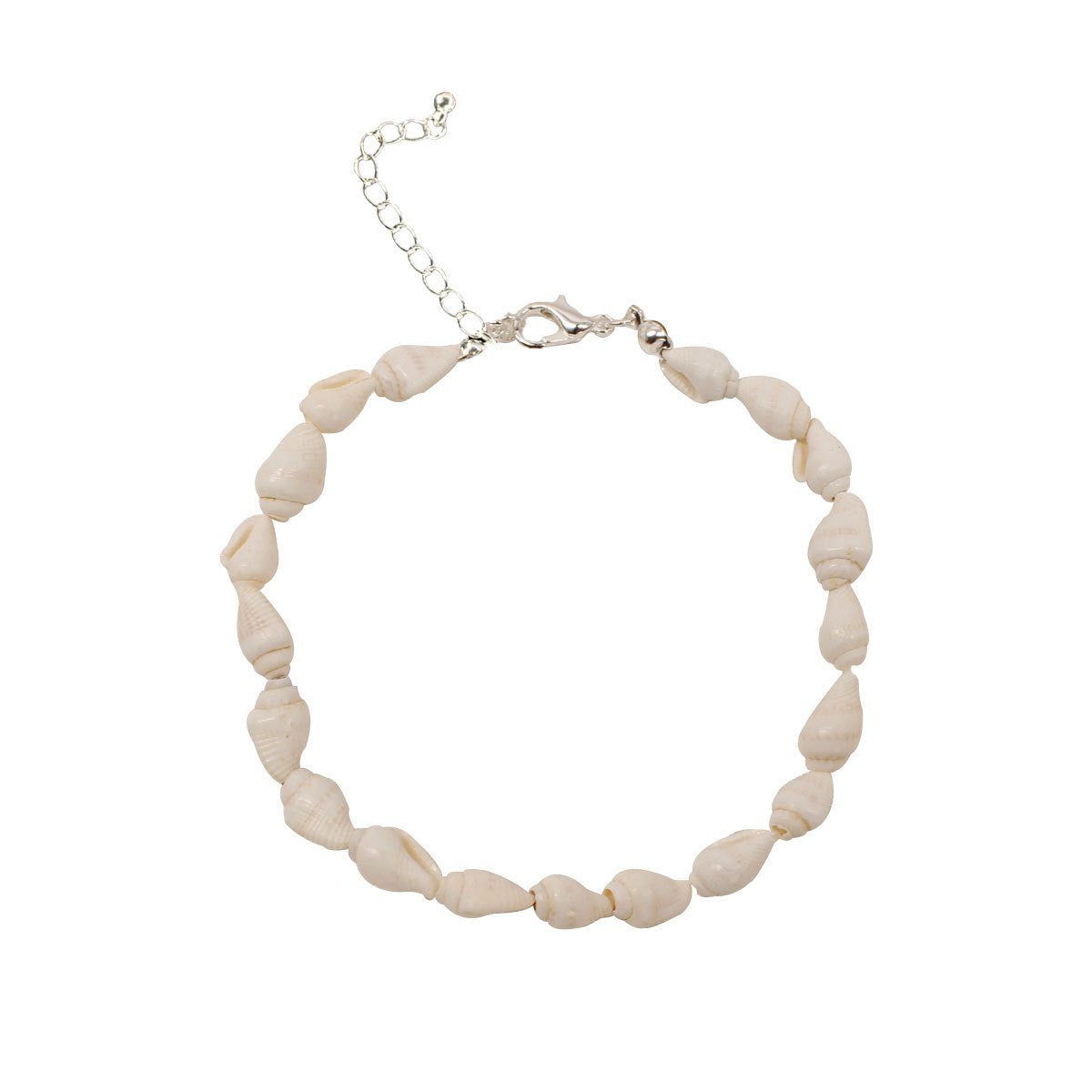 Geometric White Scallop Shell Anklet for Women