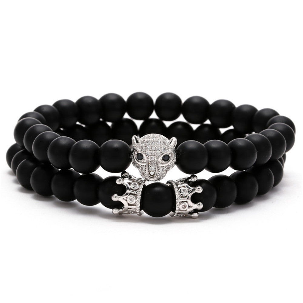 Sporty Matte Gold Plated Brass Geometric Animal Head Bracelet with Micro-set Cubic Zirconia for Unisex