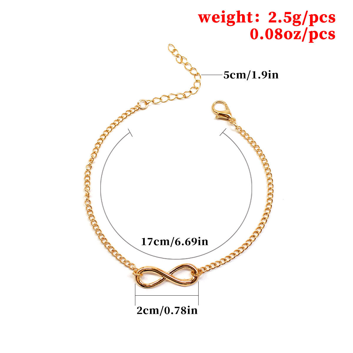 Vintage Number 8 Infinity Symbol Alloy Bracelet for Women Retro Fashion Jewelry Minimalist Hand Chain