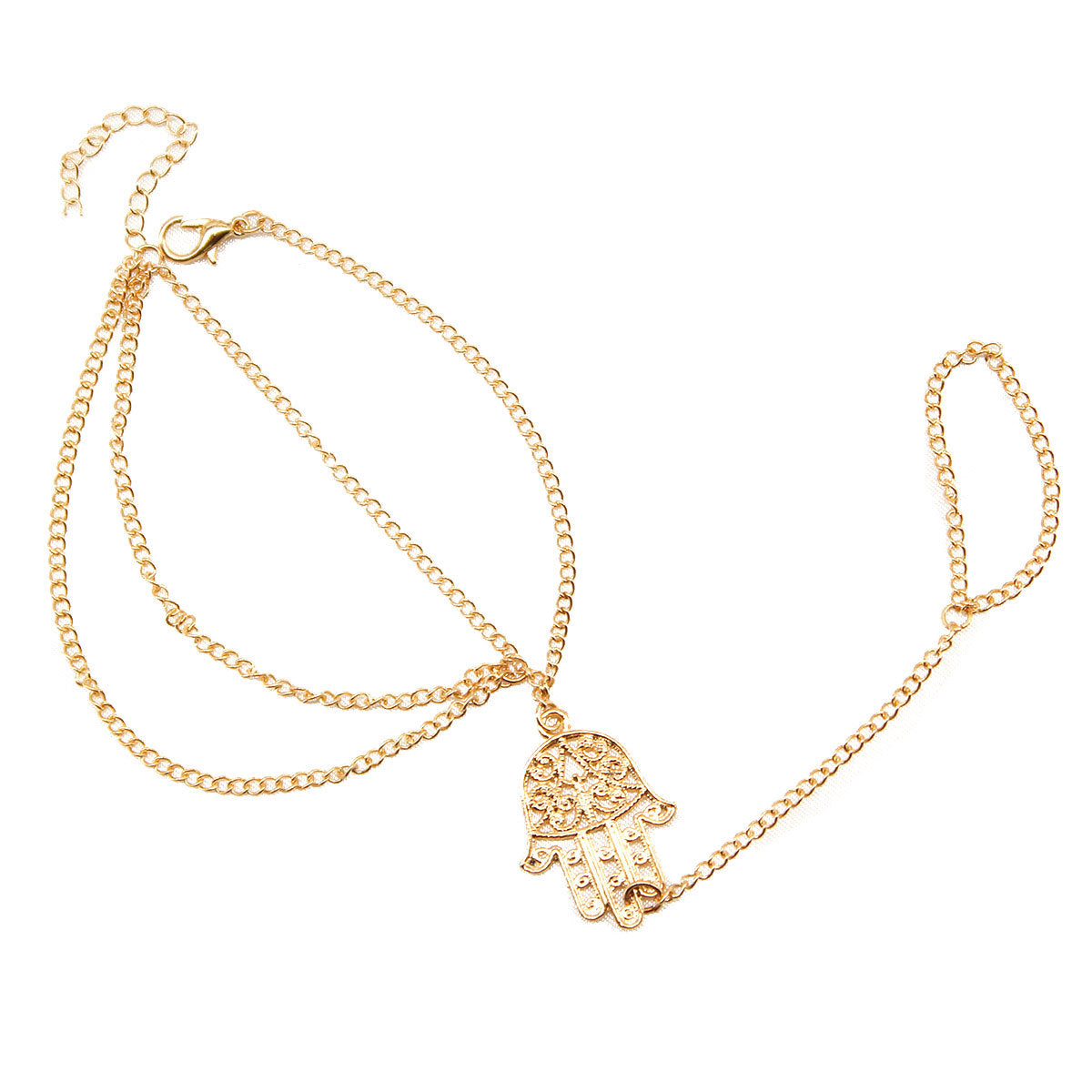 Buddha Hand Fringe Linked Chain Bracelet for Women Statement Streetwear Fashion Jewelry