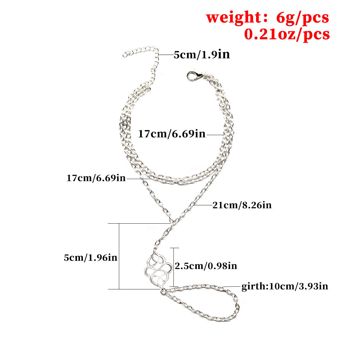 Bohemian Style Geometric Hollow Link Finger Bracelet for Women Alloy Fashion Jewelry