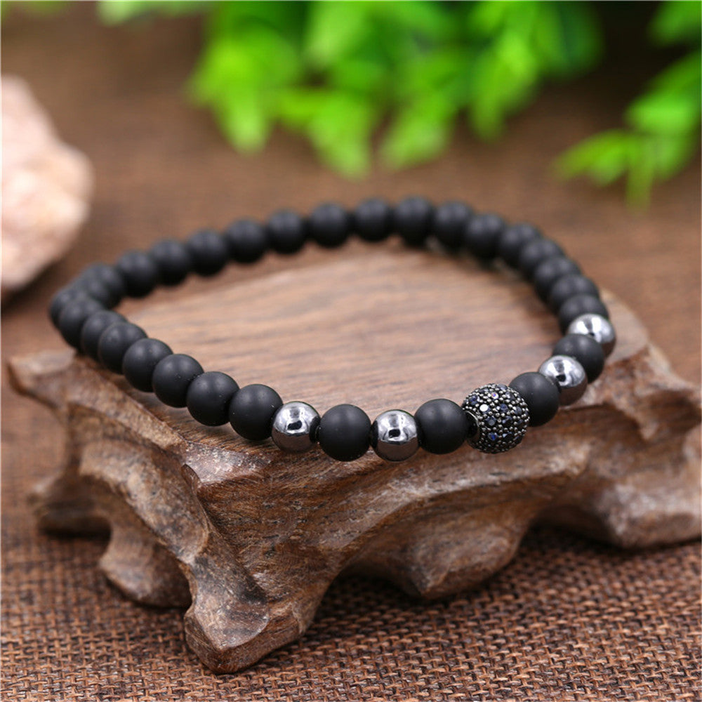 Geometric Round Matte Brass Bracelet Set with Micro-Set Rhinestones for Unisex