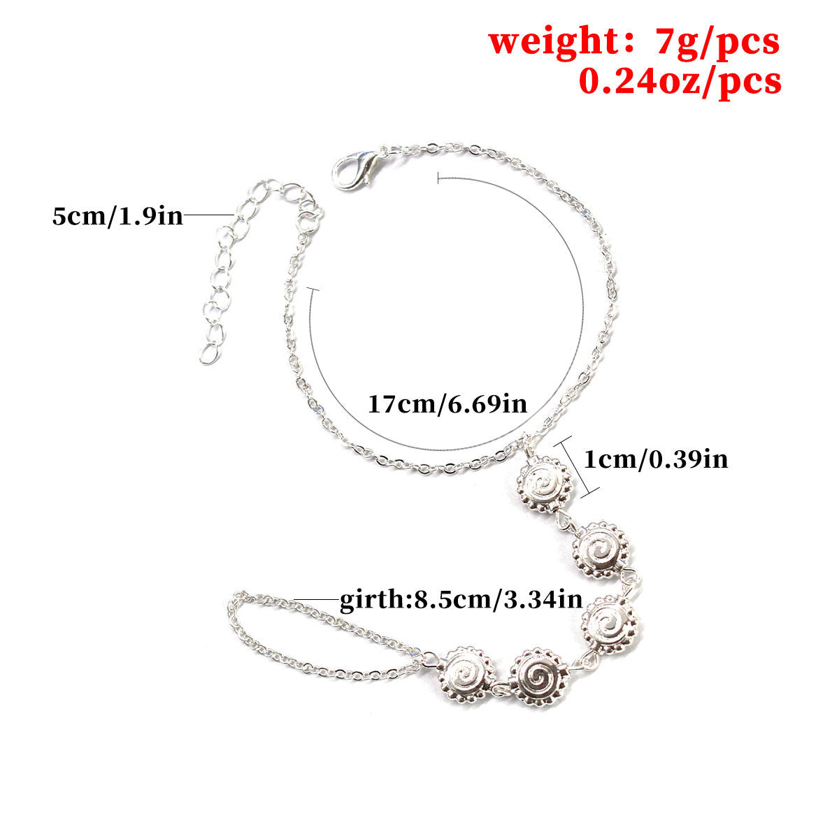 Geometric Threaded Lace Pendant Finger Bracelet for Women Alloy Jewelry Accessory