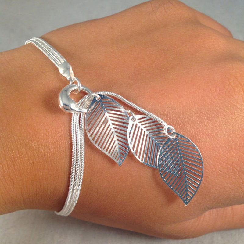Metal Mesh Chain Leaf Bracelet for Women Punk Style