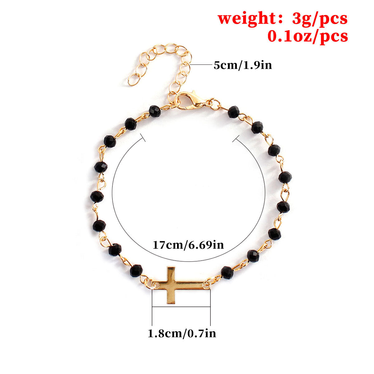 Geometric Cross Bracelet with Turquoise Beads Alloy Women's Handmade Jewelry Minimalist Fashion Accessory