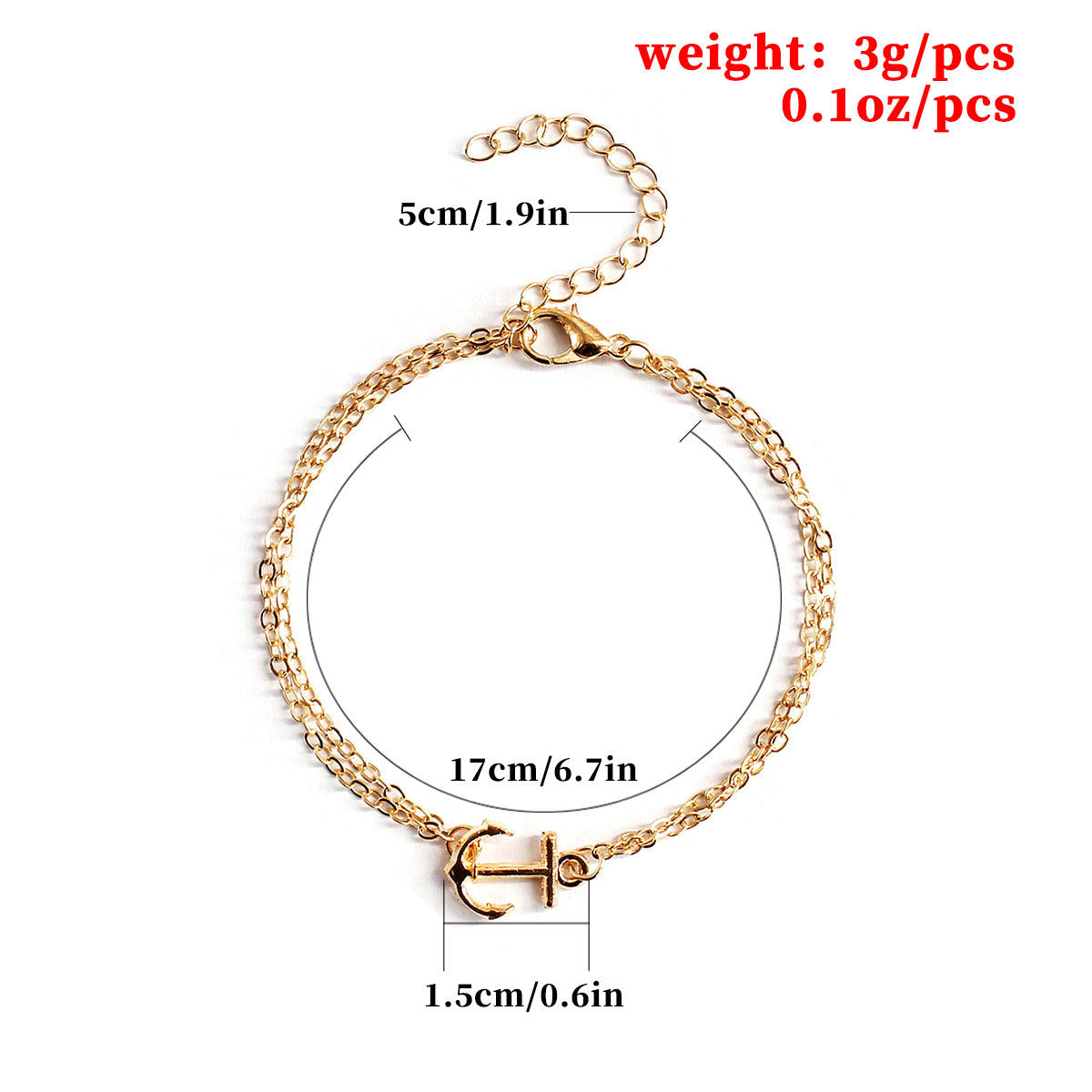 Women's Minimalist Anchor Bracelet in Alloy Spring Jewelry Gift Accessory
