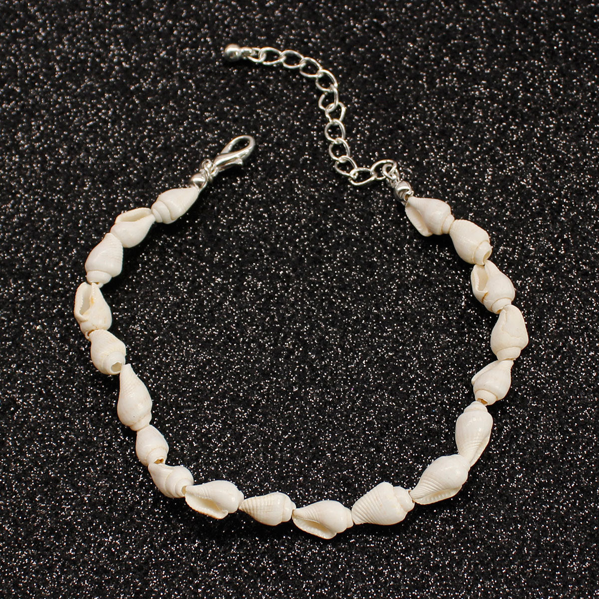 Geometric White Scallop Shell Anklet for Women