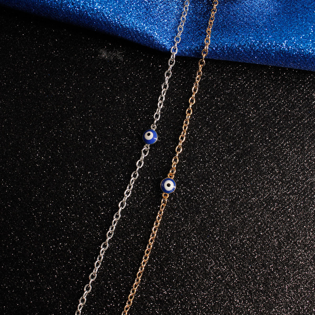 Evil Eye Bracelet Turkish Blue Eye Jewelry Geometric Style Alloy Hand Chain for Women