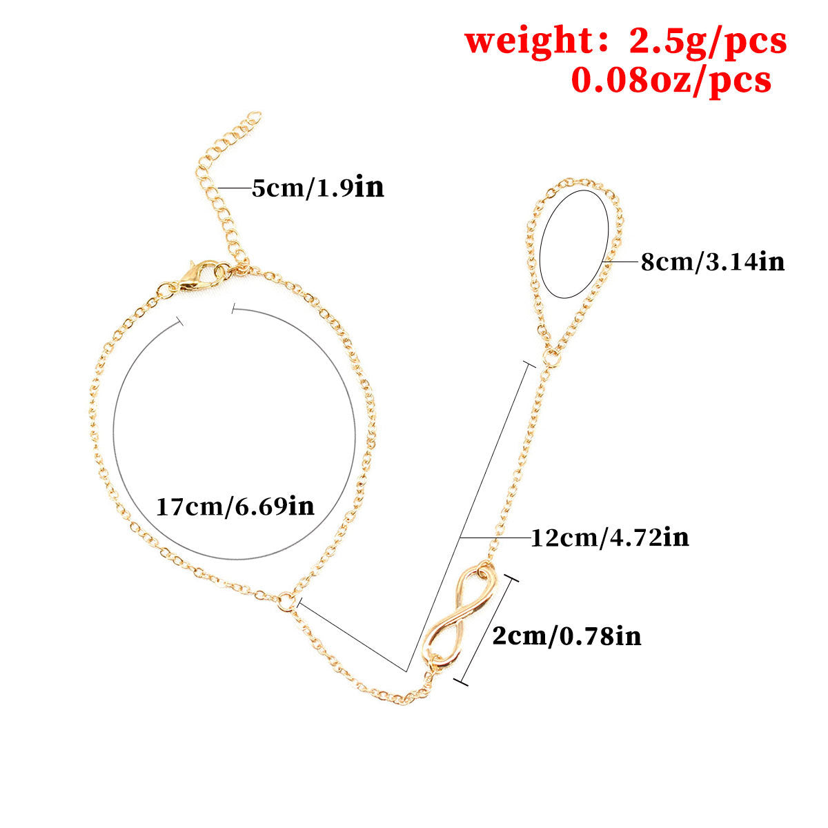 Lucky Number 8 Finger Link Bracelet for Women Roman Numeral 8 Chain Jewelry Gift