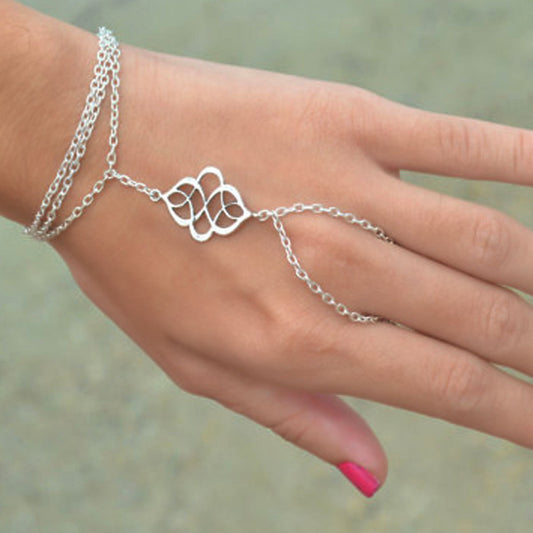 Bracciale ad anello da donna con maglie cave geometriche in stile bohémien in lega, gioielli di moda