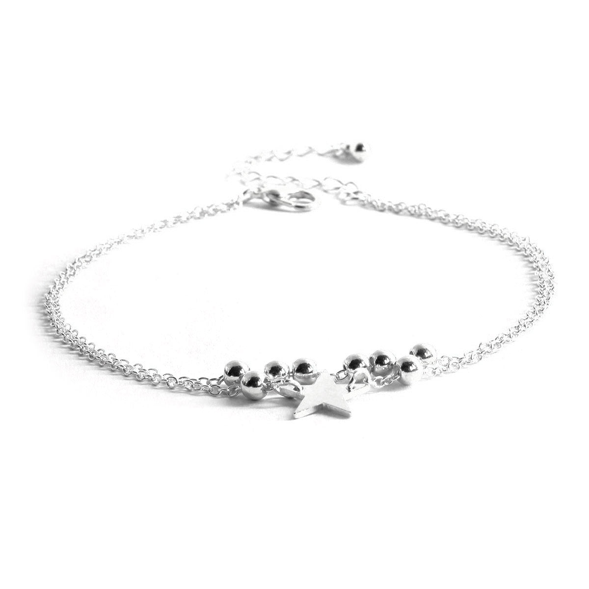 Fashion Women's Double-Layer Beaded Star Anklet Bohemian Style Alloy Anklet for Wedding Travel Souvenir