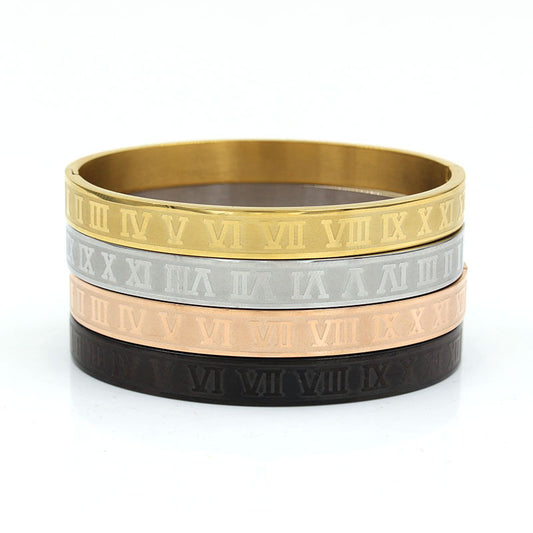Punk Stainless Steel Plated Round Letter Bracelet