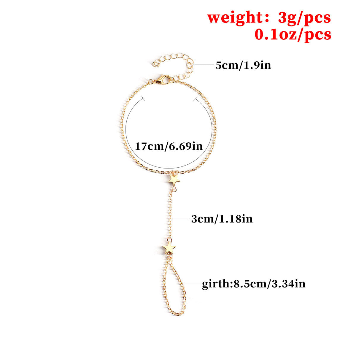 Minimalist Fashion Alloy Star Bracelet for Women Geometric Five-Pointed Star Hand Jewelry