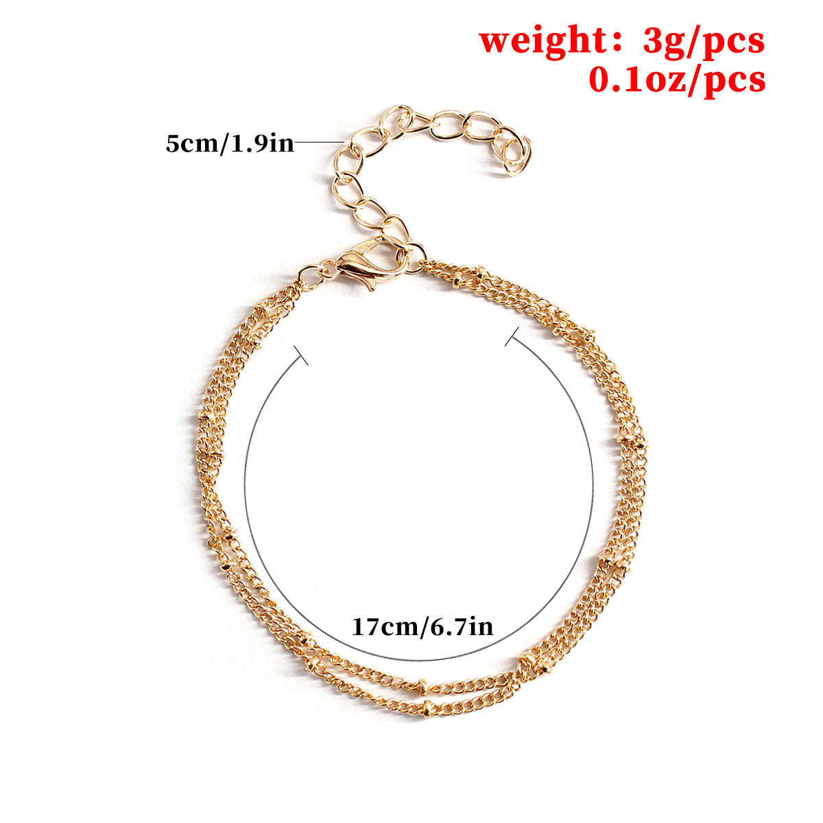 Double Layer Beaded Bracelet for Women Geometric Minimalist Alloy Plated