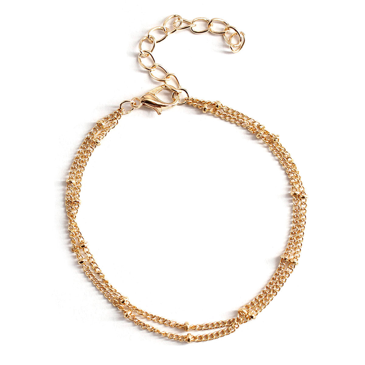 Double Layer Beaded Bracelet for Women Geometric Minimalist Alloy Plated