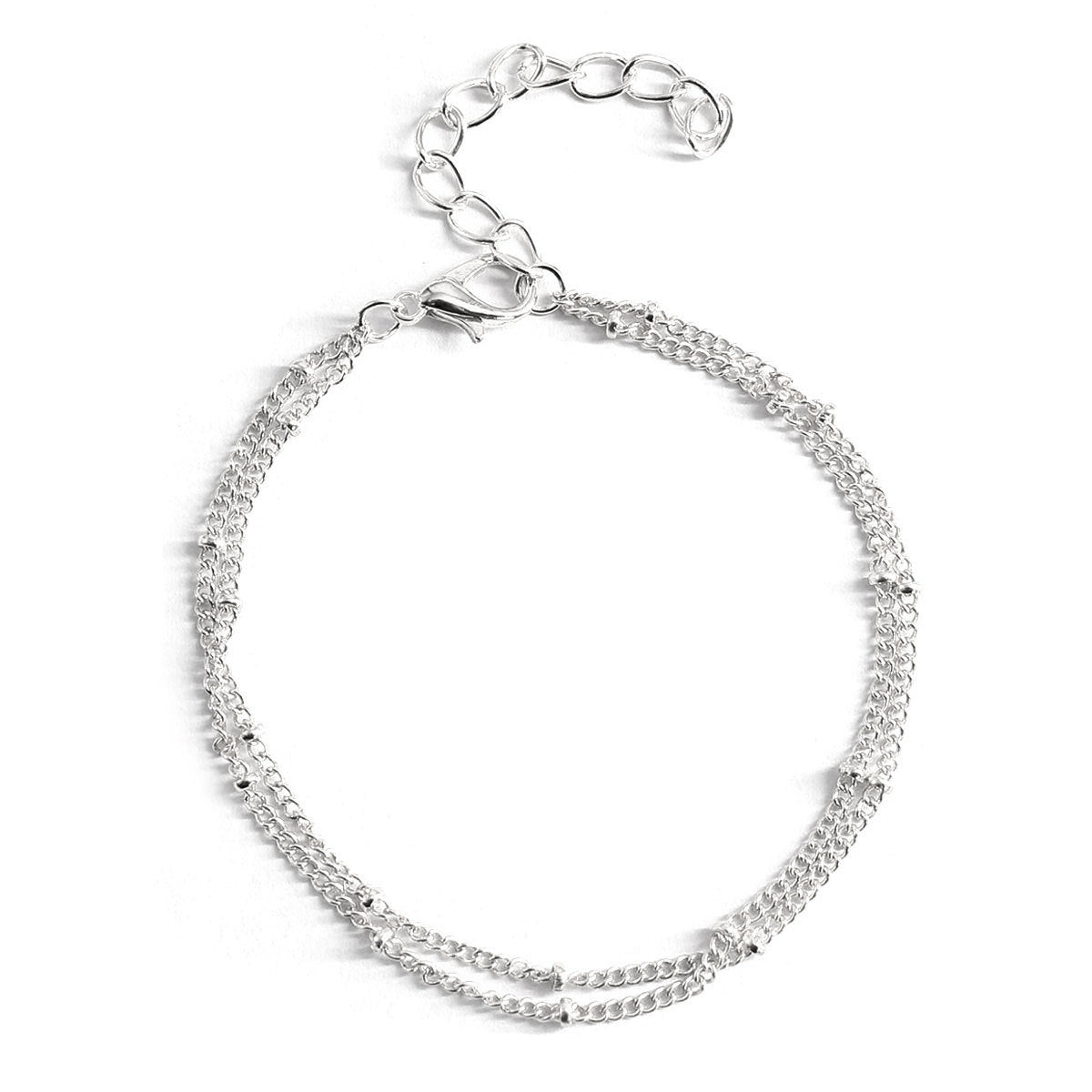 Double Layer Beaded Bracelet for Women Geometric Minimalist Alloy Plated