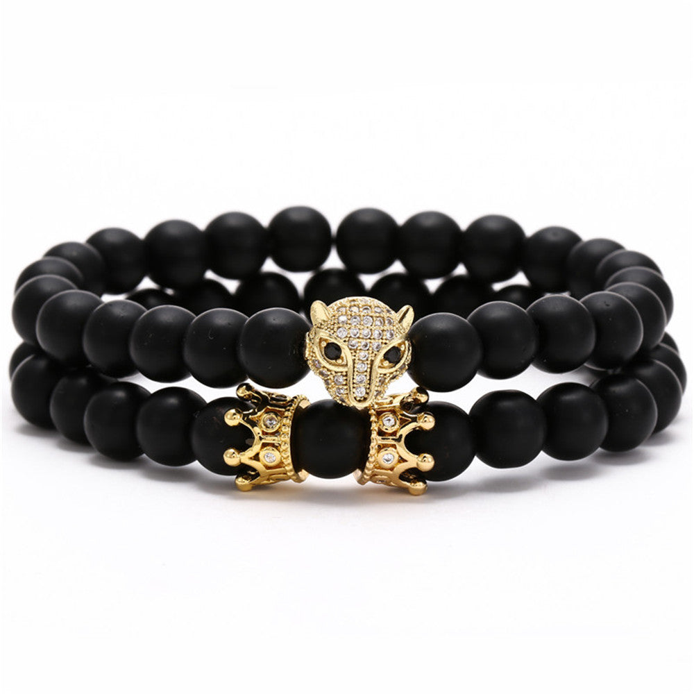 Sporty Matte Gold Plated Brass Geometric Animal Head Bracelet with Micro-set Cubic Zirconia for Unisex