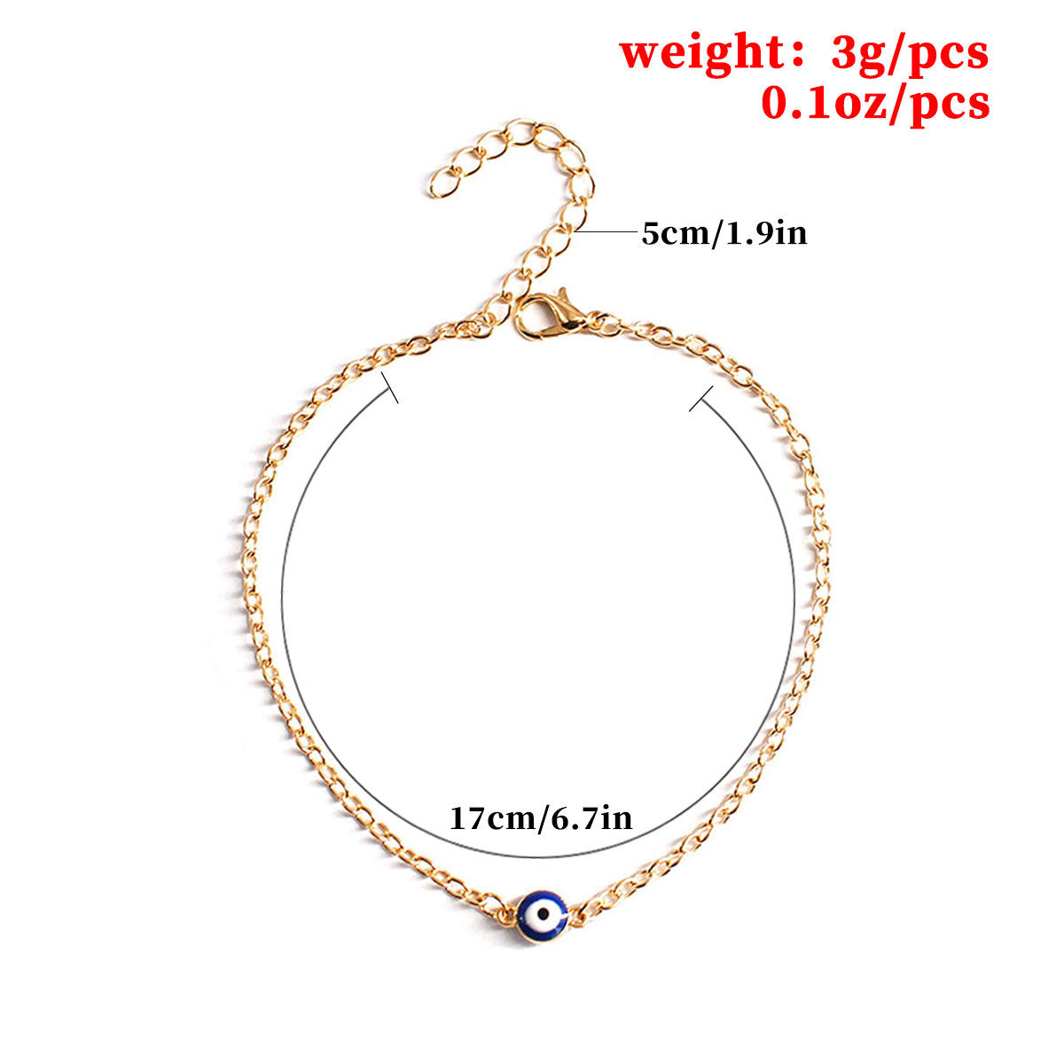 Evil Eye Bracelet Turkish Blue Eye Jewelry Geometric Style Alloy Hand Chain for Women