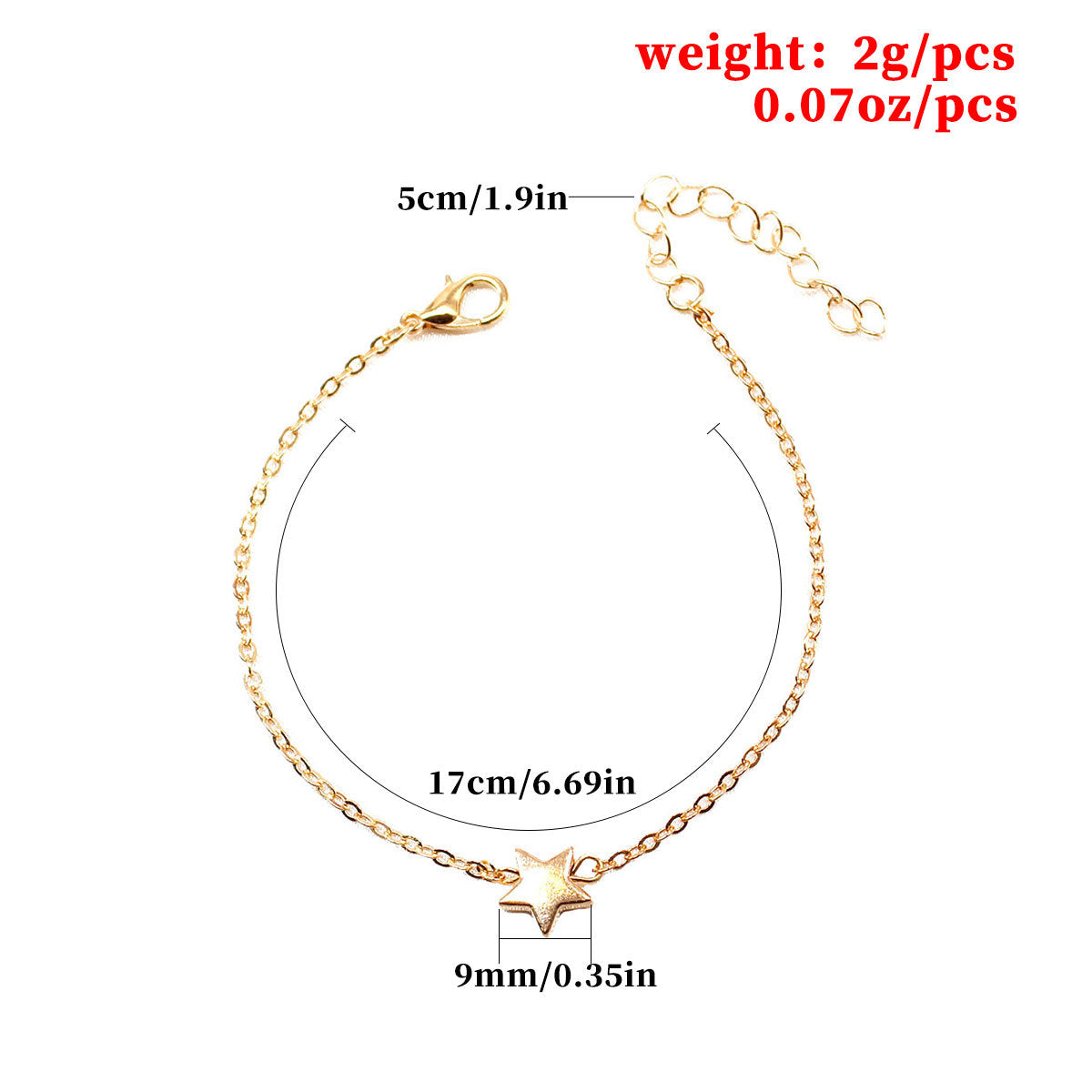 Minimalist Star and Heart Charm Bracelet for Women Fashion Jewelry Alloy Hand Chain Accessory