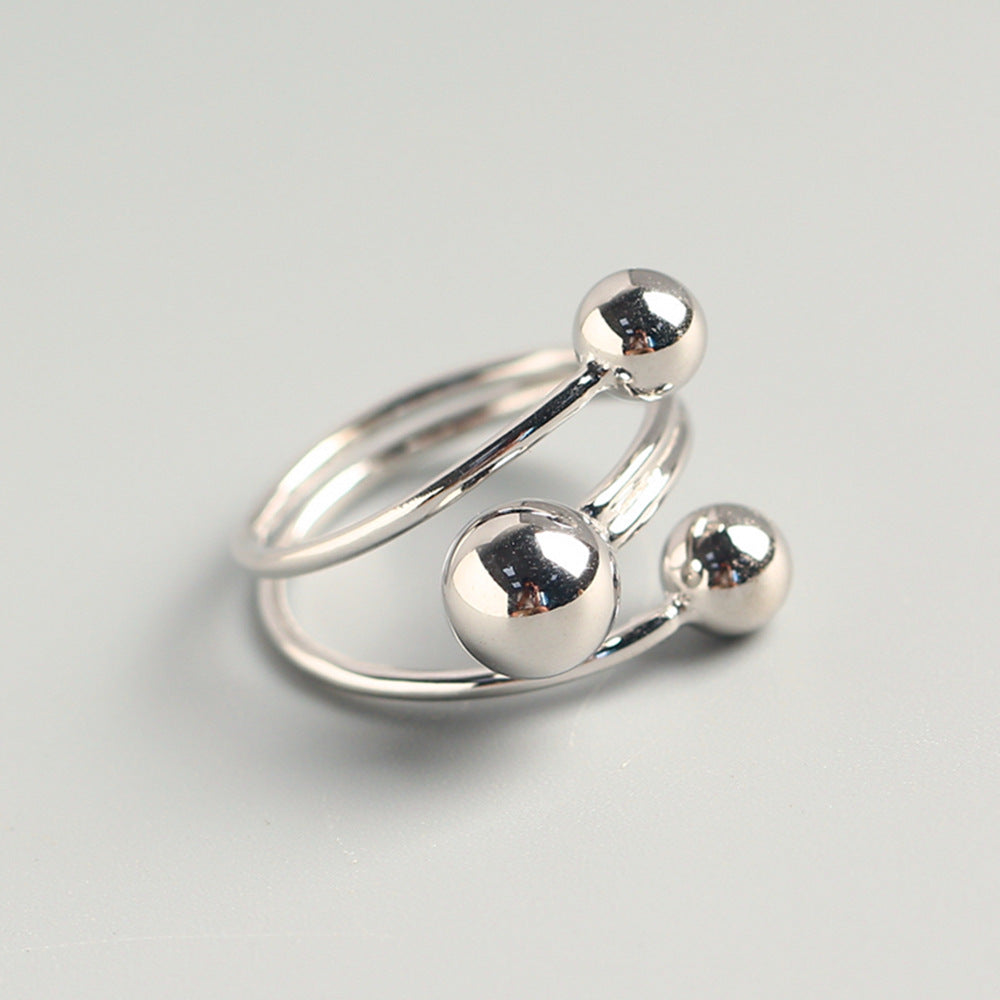 Anello da donna minimalista lucido geometrico rotondo in argento sterling 925