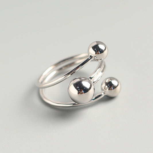 Anello da donna minimalista lucido geometrico rotondo in argento sterling 925