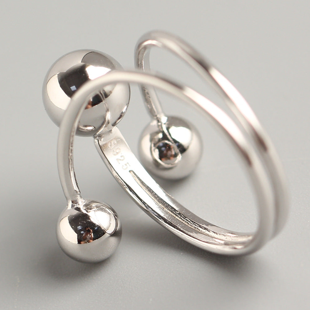 Anello da donna minimalista lucido geometrico rotondo in argento sterling 925