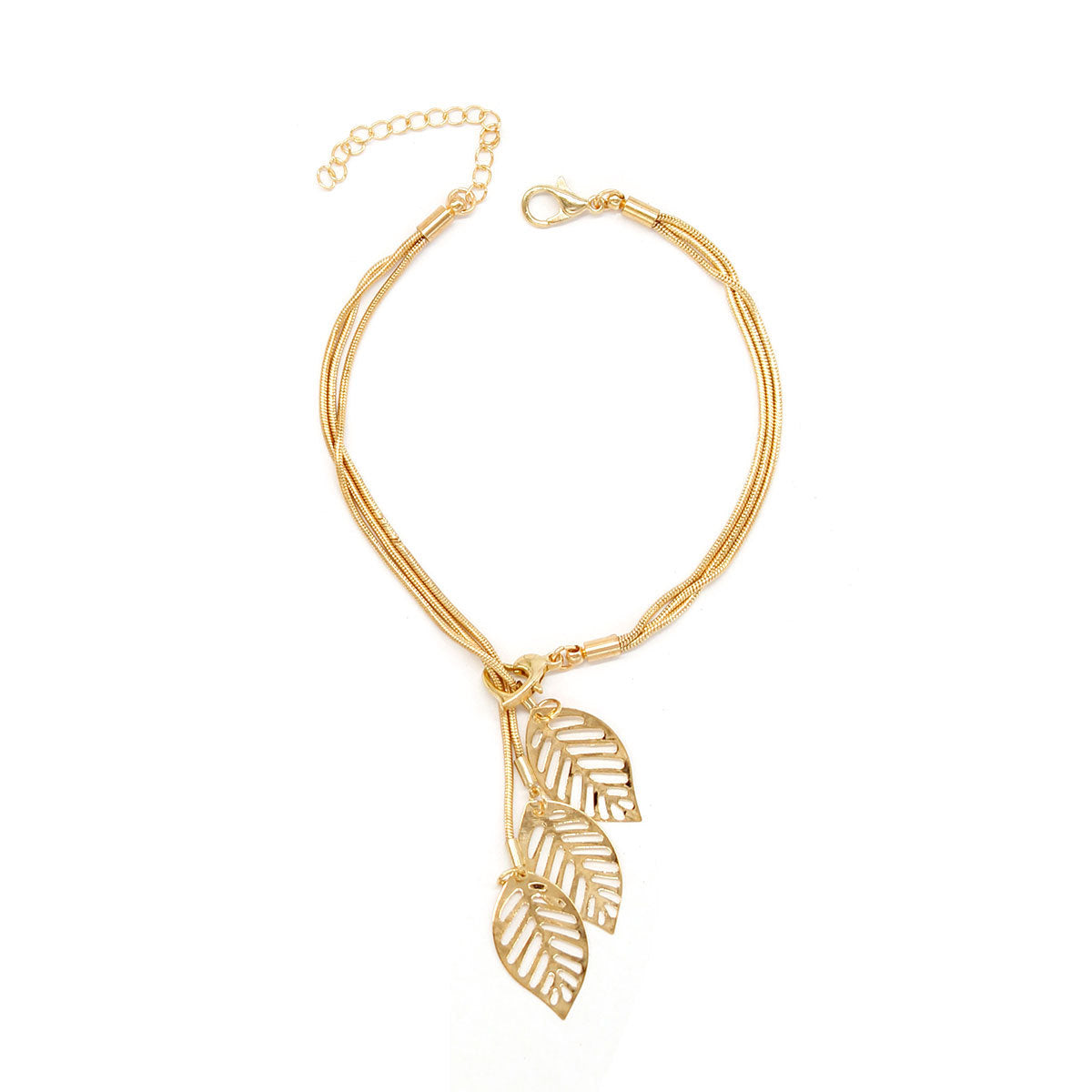 Metal Mesh Chain Leaf Bracelet for Women Punk Style