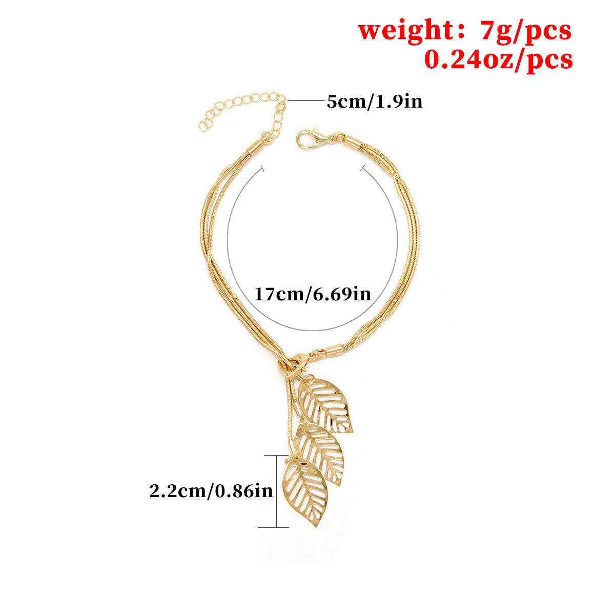 Metal Mesh Chain Leaf Bracelet for Women Punk Style