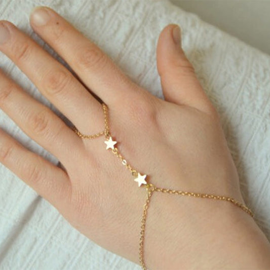 Pulsera Minimalista de Aleación con Estrellas para Mujer, Joyería de Mano con Estrella de Cinco Puntas Geométricas