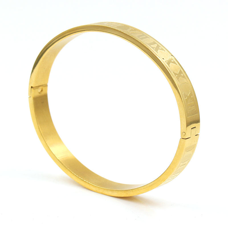 Punk Stainless Steel Plated Round Letter Bracelet