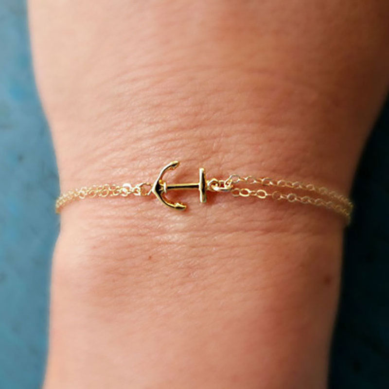 Women's Minimalist Anchor Bracelet in Alloy Spring Jewelry Gift Accessory