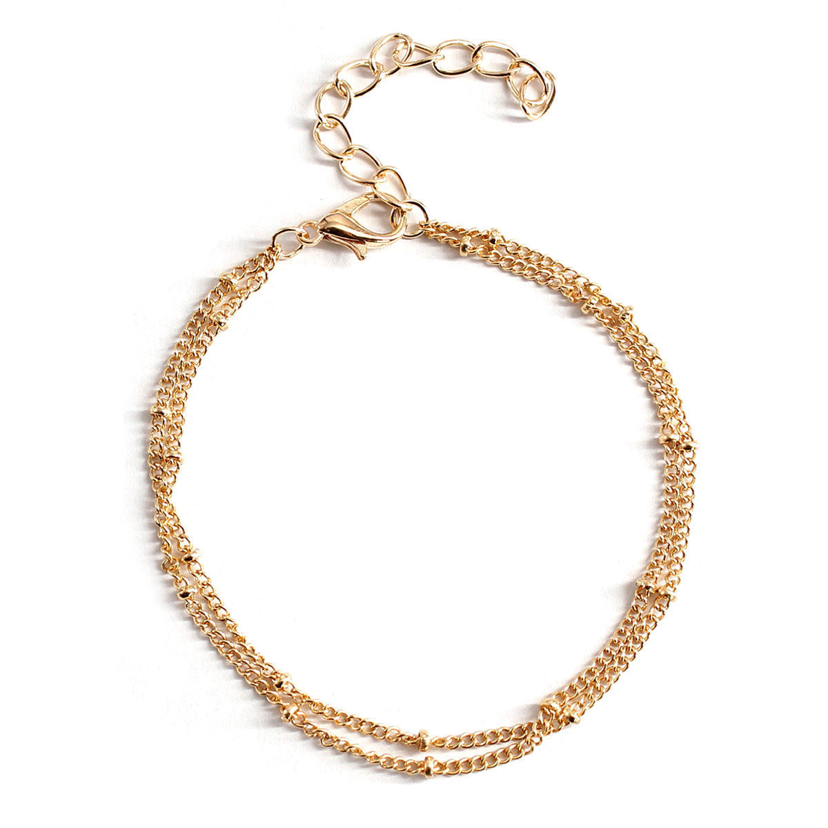 Double Layer Beaded Bracelet for Women Geometric Minimalist Alloy Plated