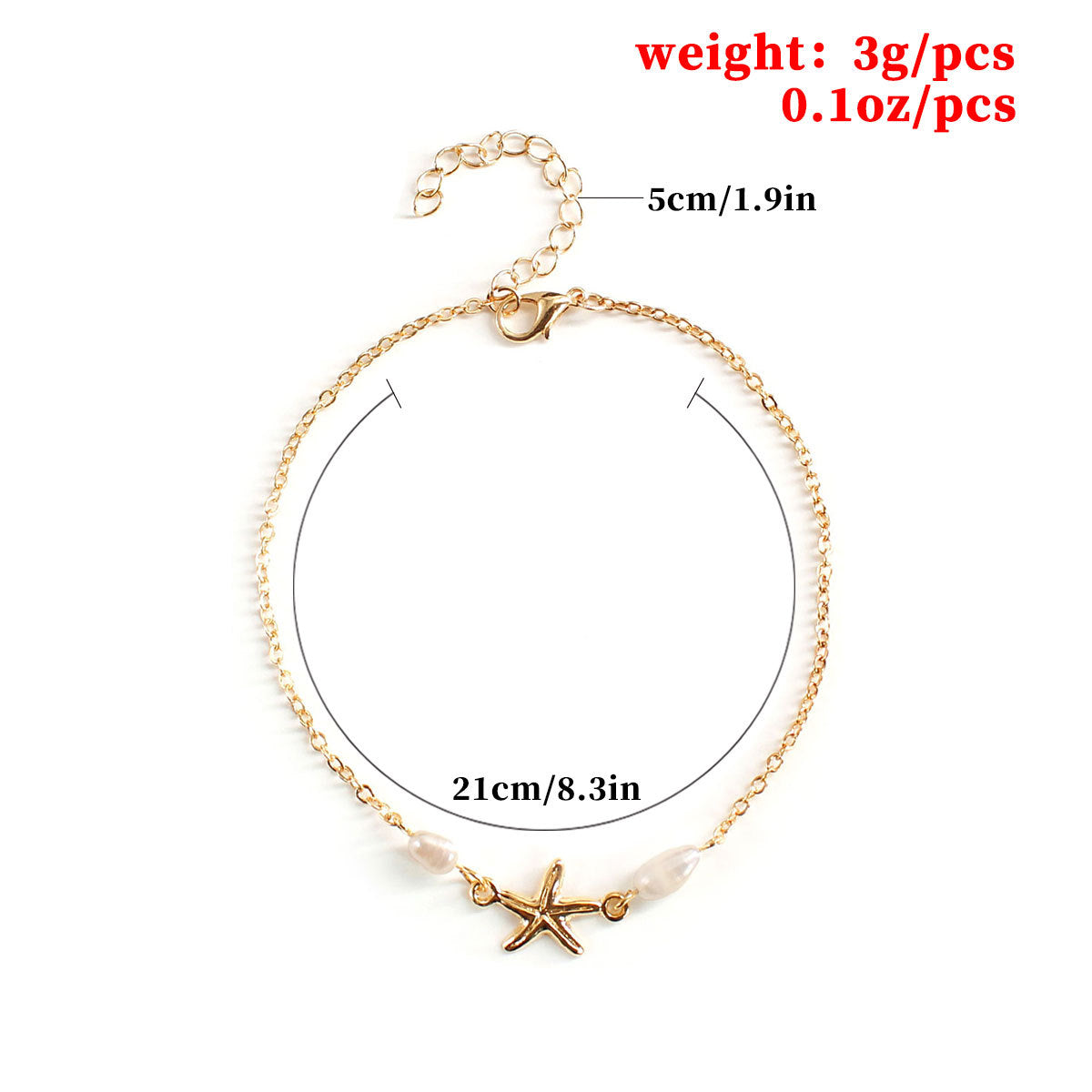 Minimalist Western Star and Starfish Anklet with Genuine Pearl Accents Handmade Tassel Anklet for Women