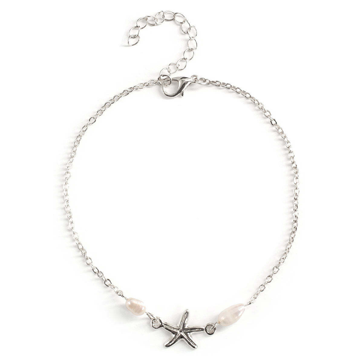 Minimalist Western Star and Starfish Anklet with Genuine Pearl Accents Handmade Tassel Anklet for Women
