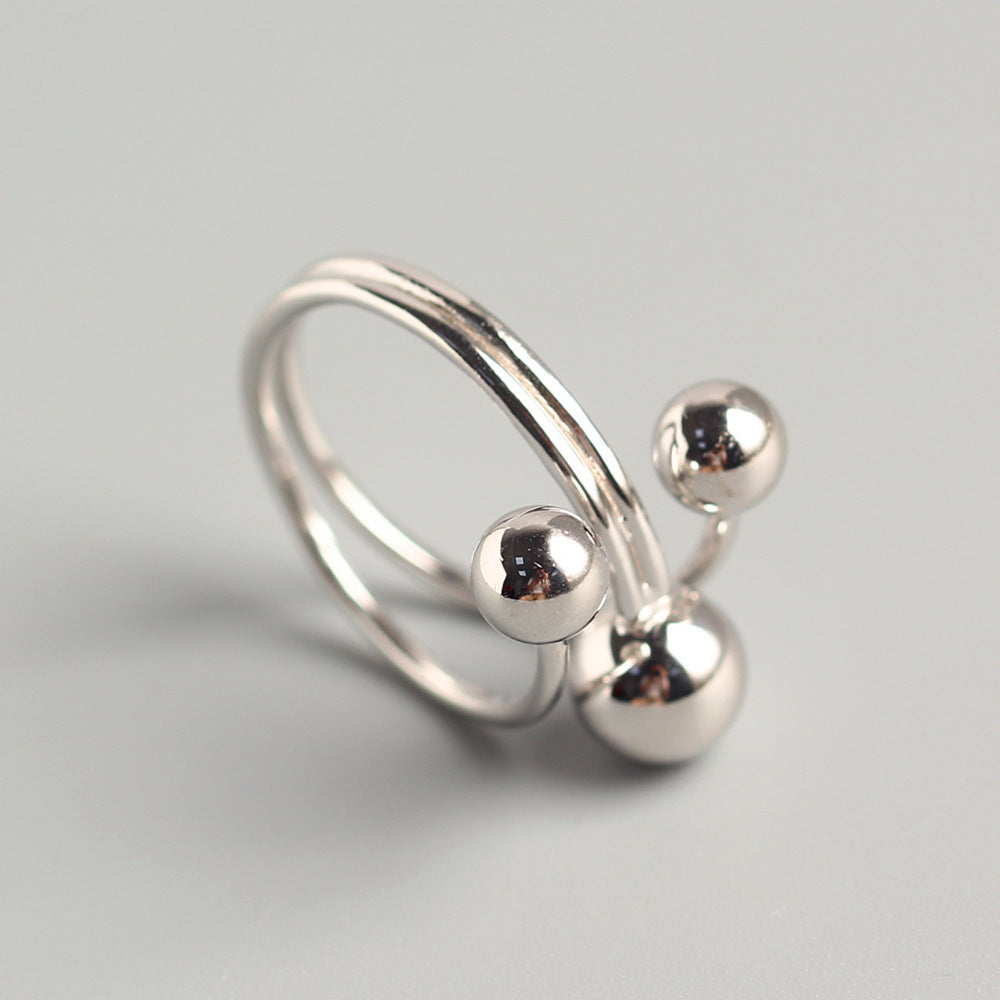 Anello da donna minimalista lucido geometrico rotondo in argento sterling 925