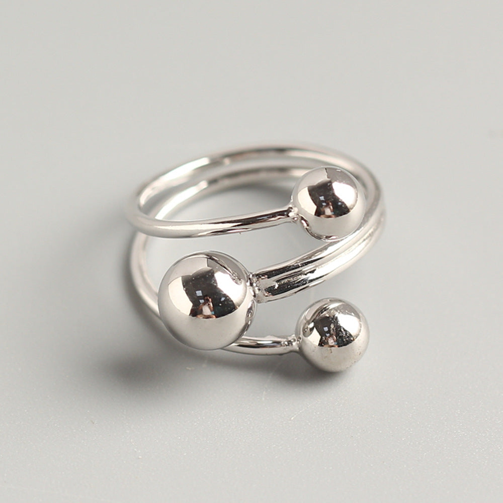 Anello da donna minimalista lucido geometrico rotondo in argento sterling 925