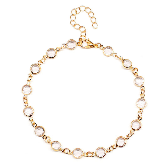 Tobillera Minimalista de Aleación con Diamantes de Imitación para Mujer, Joyería de Playa