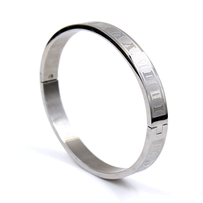 Punk Stainless Steel Plated Round Letter Bracelet