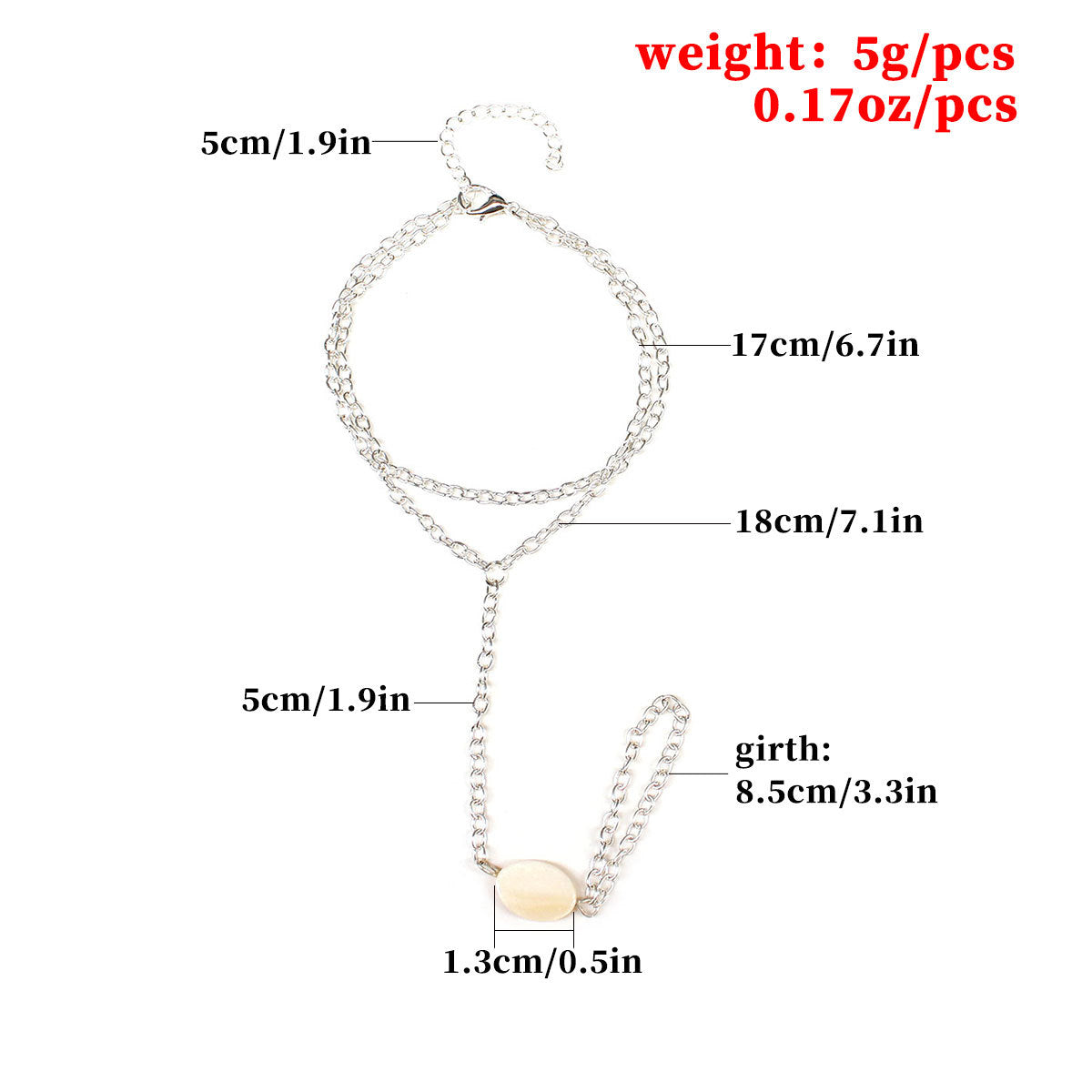 Bracciale a doppio strato da donna in lega con catena a mano accessorio di moda