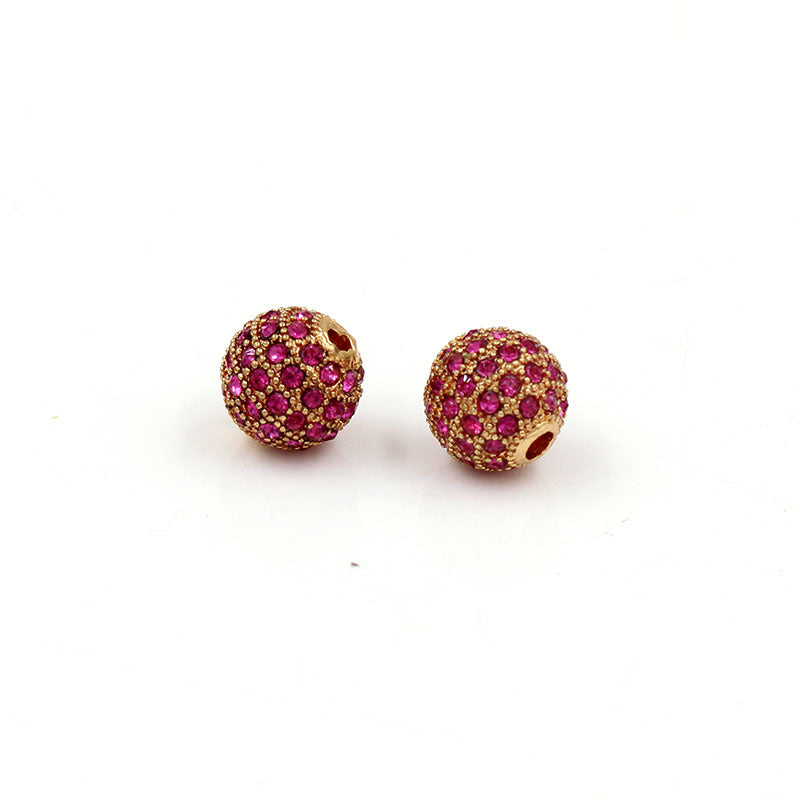 Minimalist Alloy Plated Round Bead with Micro Inlaid Black Cubic Zirconia for DIY Charm Bar